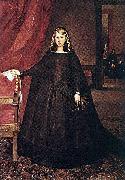 The sitter is Margaret of Spain, first wife of Leopold I, Holy Roman Emperor, wearing mourning dress for her father, Philip IV of Spain, with children, Juan Bautista del Mazo